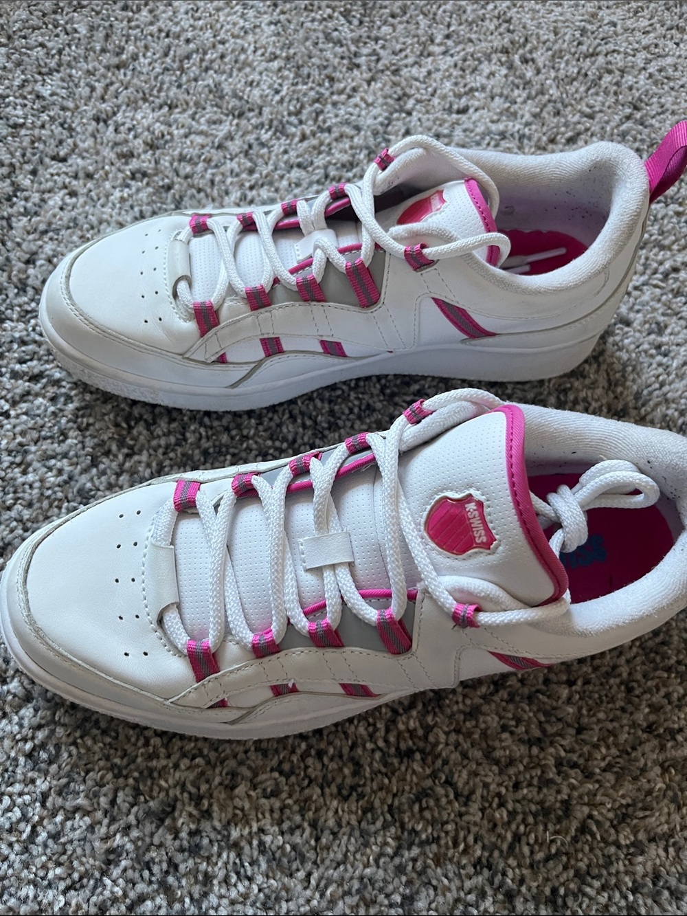 K-Swiss White Sneakers with Pink Trim